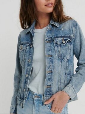 Lucky Brand Tomboy Trucker Denim Jacket XS | Distressed 100% Cotton